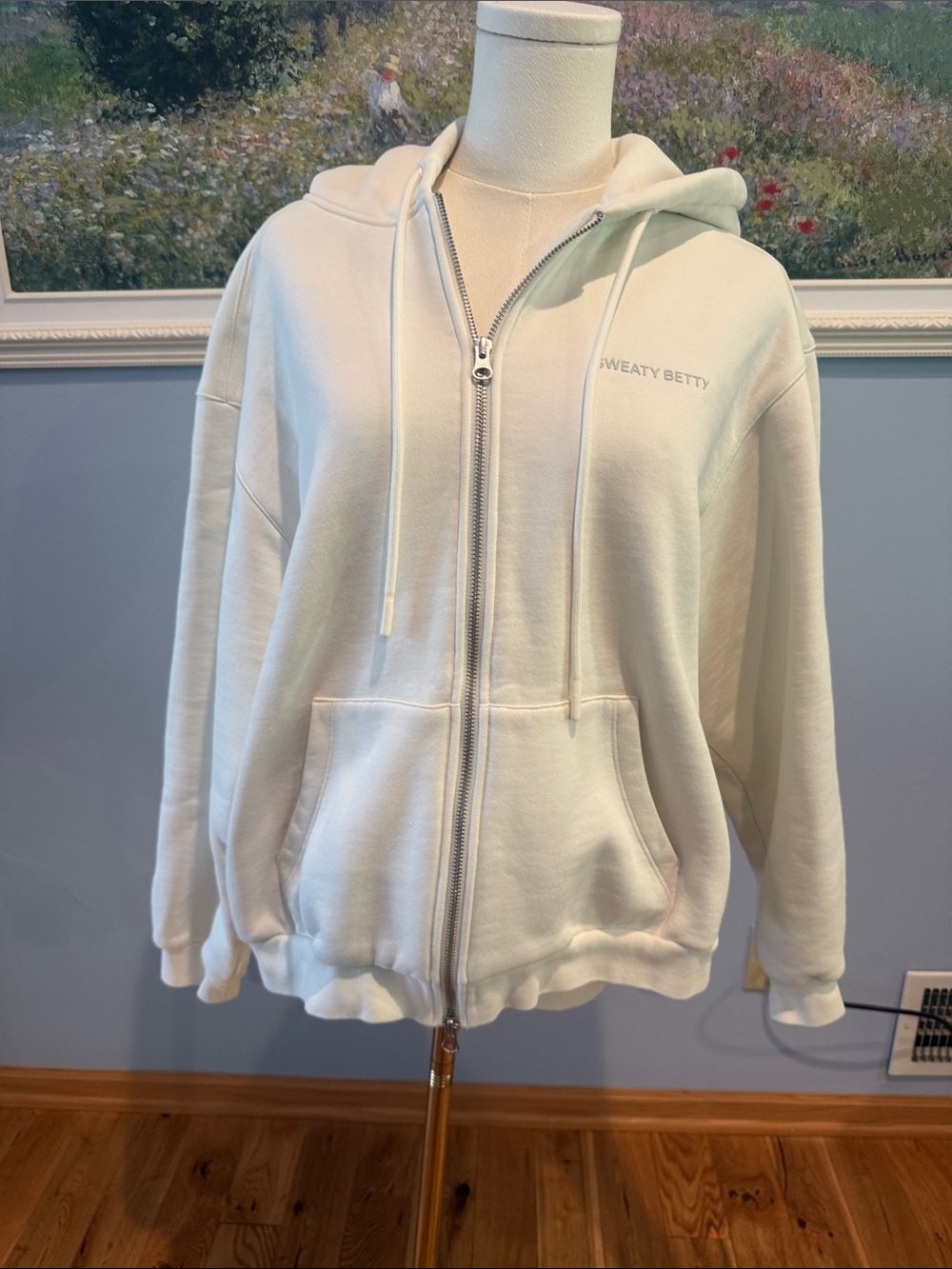 Sweaty Betty Off-White Zip-Up Hoodie